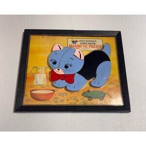 Vintage 1960s Child Guidance Inlaid Plastic Toy Puzzle Kitten Magnetic